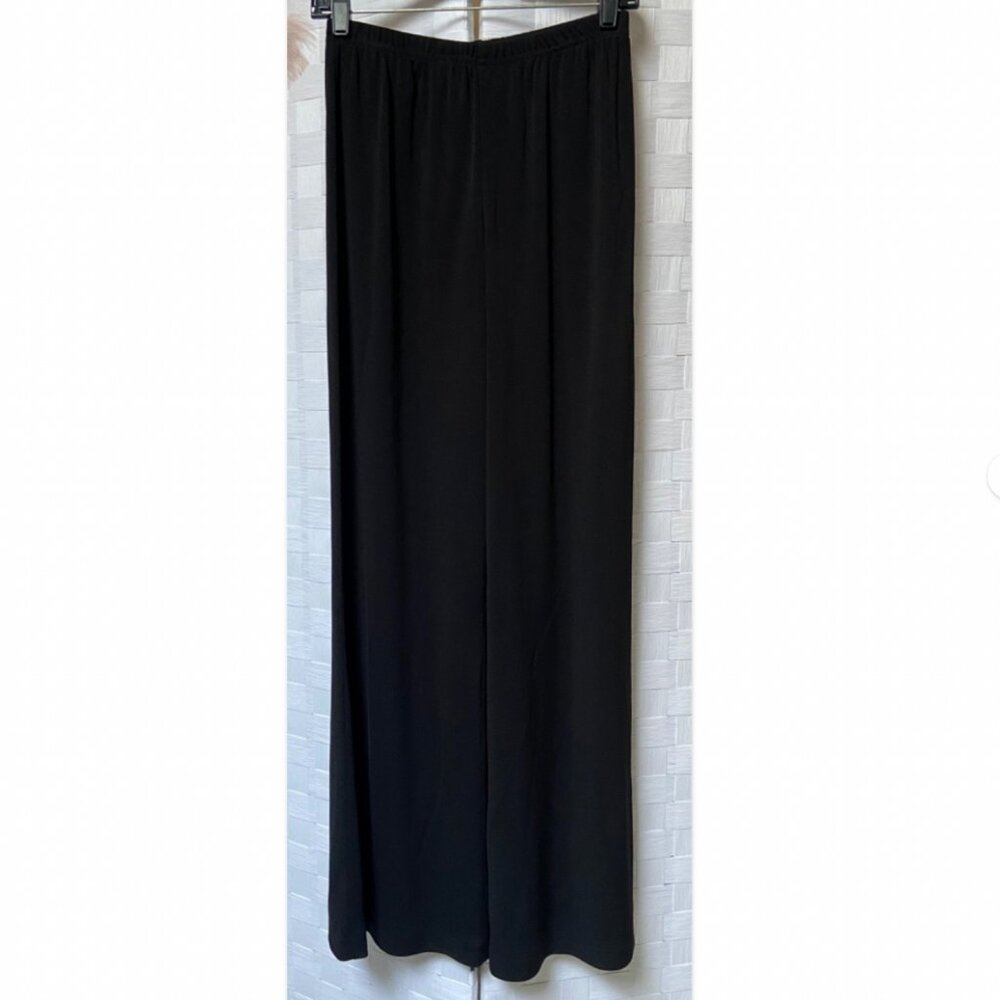 Caroline Rose Wide Leg Black Stretch Dress Pants Size S
